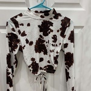 Cow-print Open Back Long Sleeve